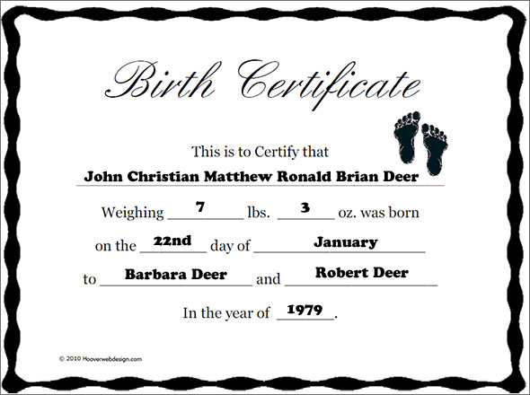 Sample completed birth-certificate