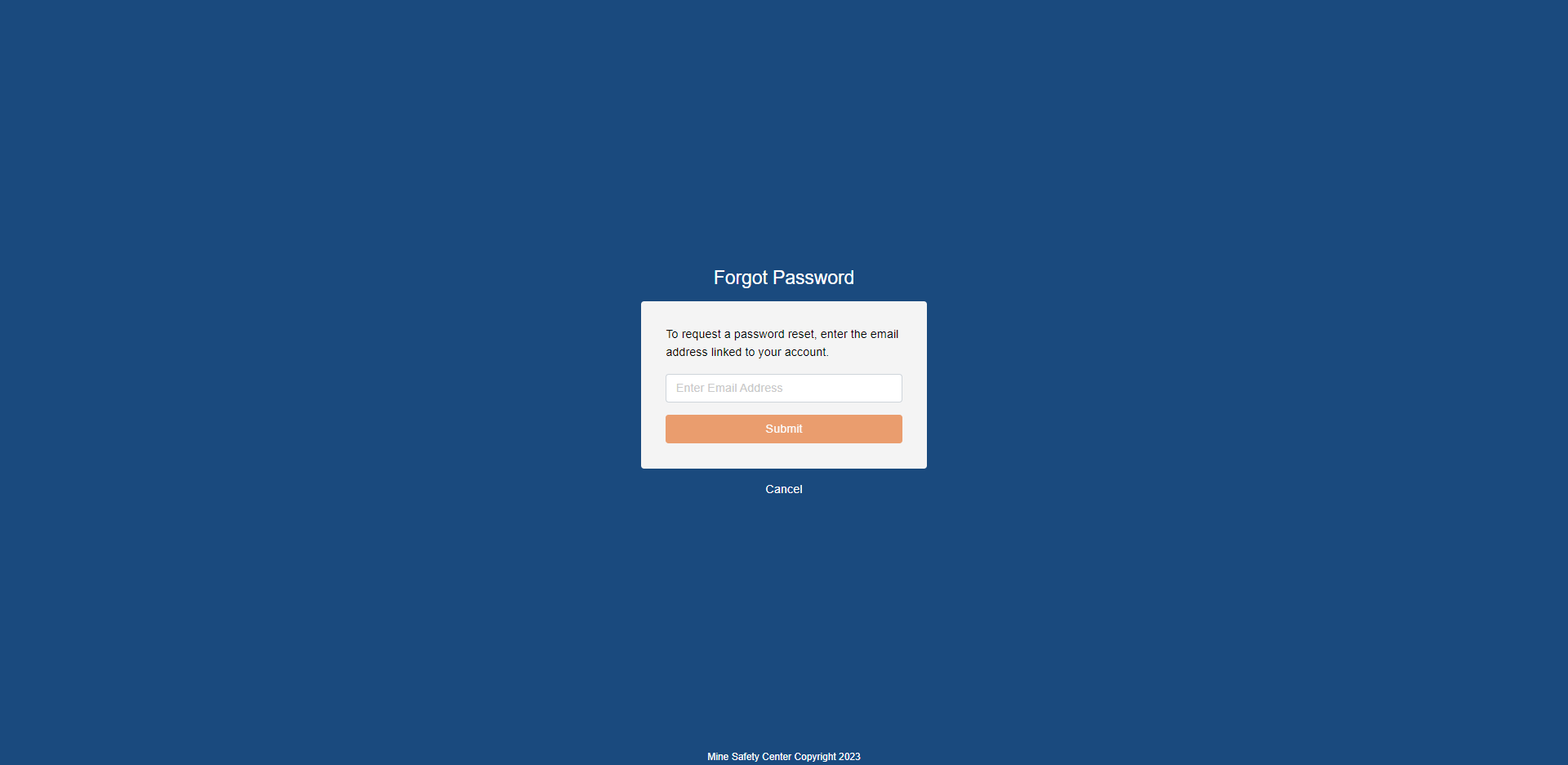 Forgot Password page