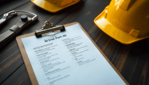 Clipboard with a checklist, illustrating MSHA Part 46 requirements contractors should review before starting work