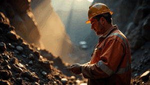 Miner holding the checklist for mining operation safety and protection