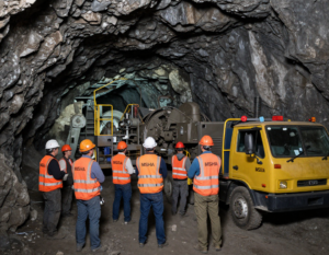 Workers wearing PPE in a mine focusing on key safety metrics and KPIs beyond compliance
